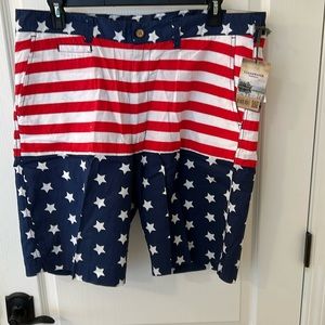 Clearwater Outfitters Men’s Flat Front American Flag Shorts Size 38